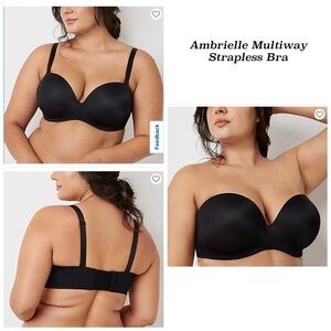 Ambrielle Multiway Strapless Bra Black Size 40D NWT Full Figure underwire